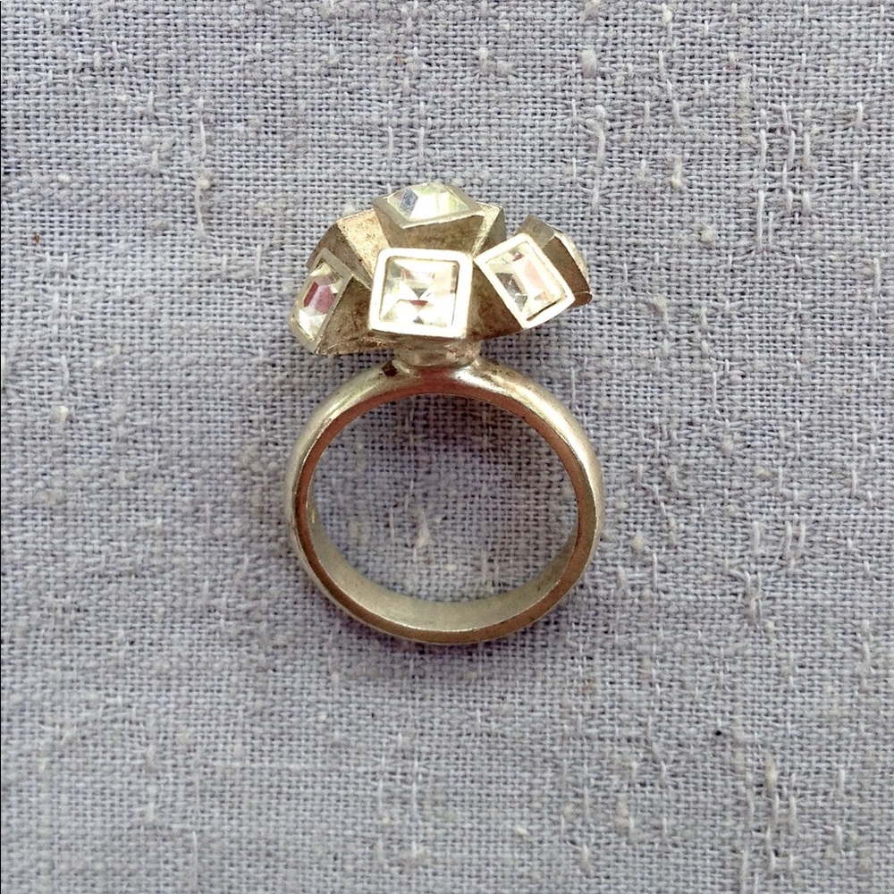 Sterling Atomic Flower Bling Ring - image 2